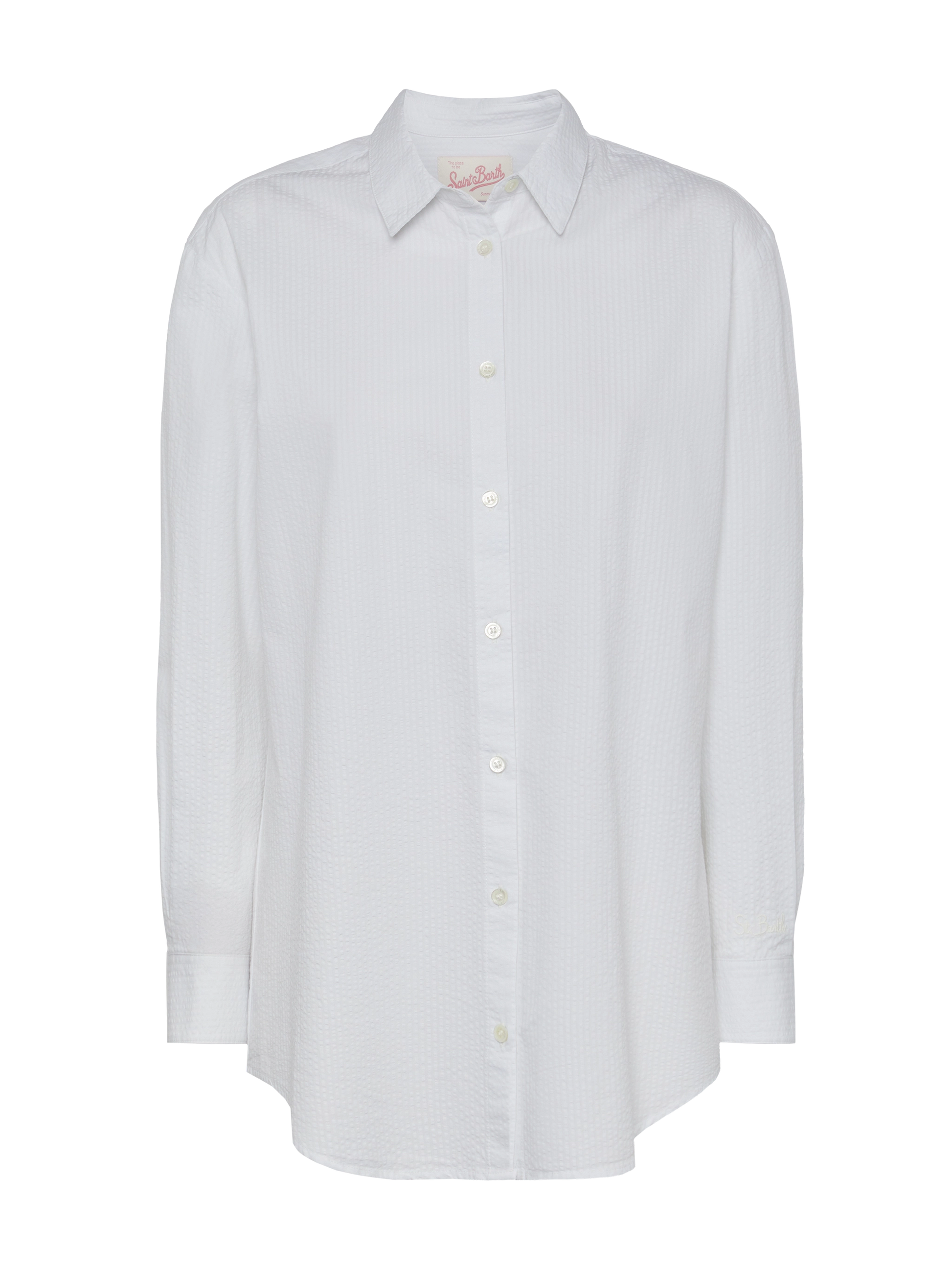 Brigitte white seersucker shirt with Saint Barth embroidery - MC2 Saint Barth