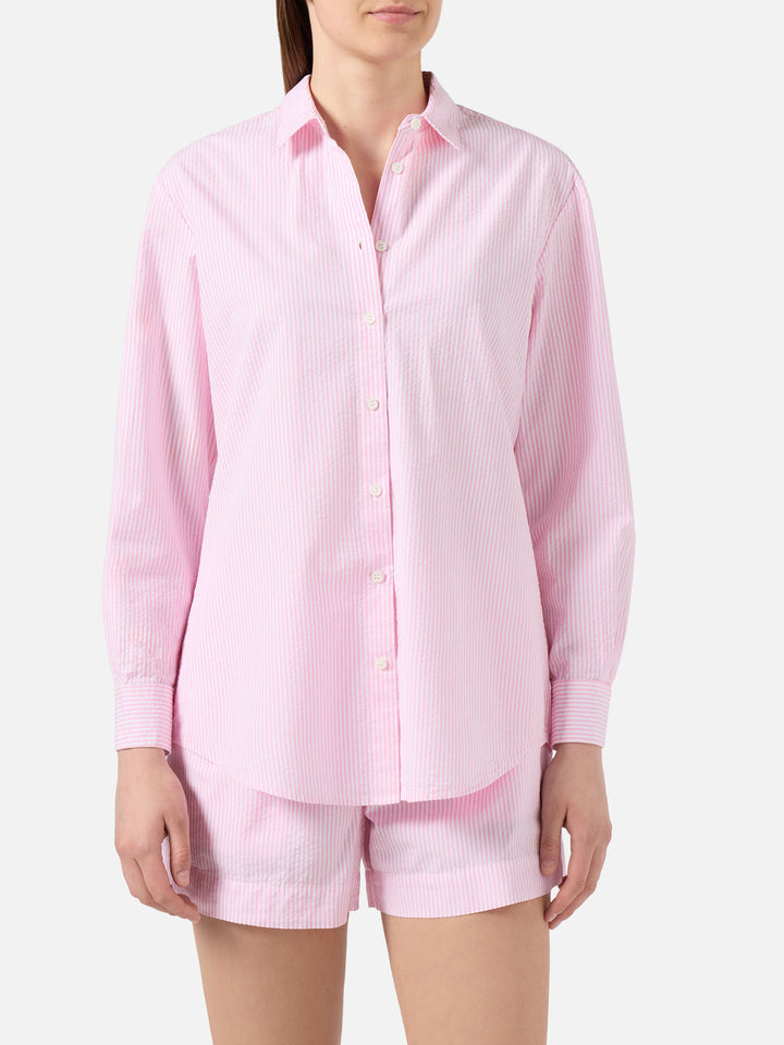 Brigitte seersucker shirt with pink stripes