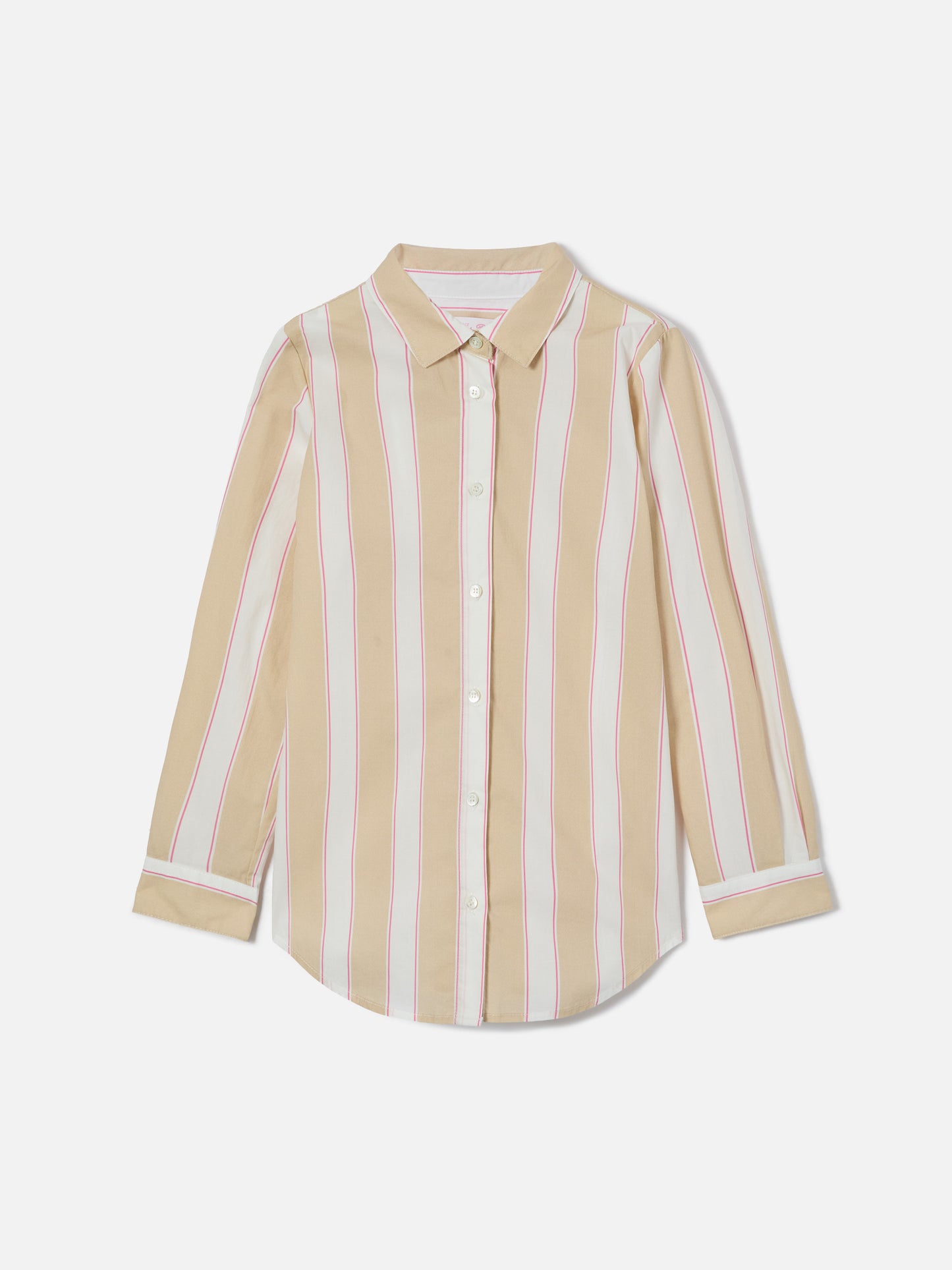 Mini Brigitte Shirt in striped cotton poplin in beige, white and pink