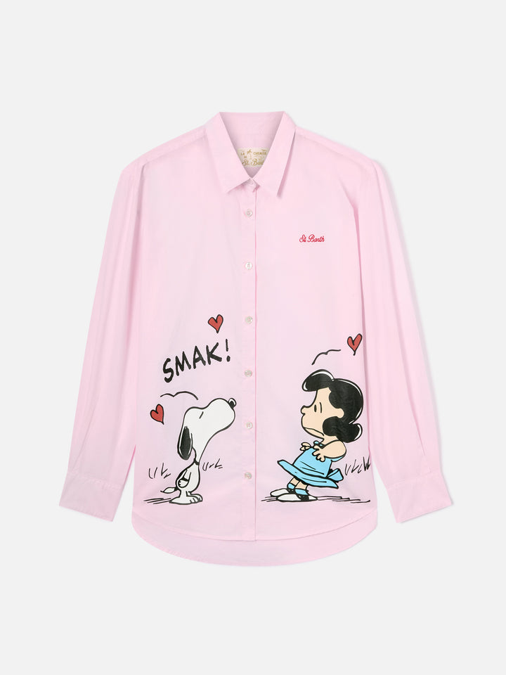 Camicia Brigitte rosa con stampa Snoopy e Lucy | Special Edition