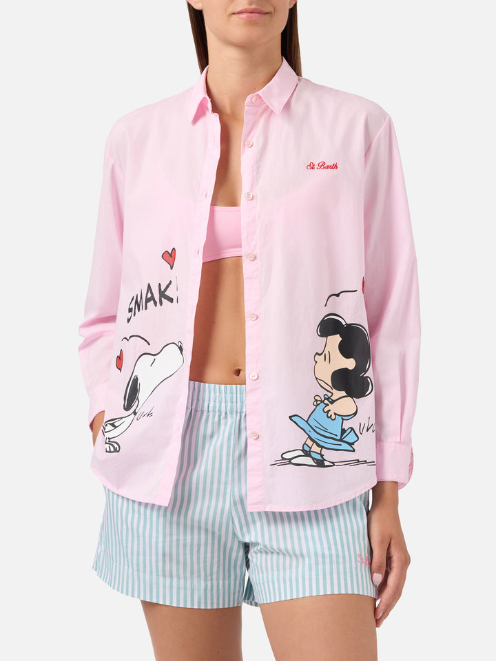 Camicia Brigitte rosa con stampa Snoopy e Lucy | Special Edition