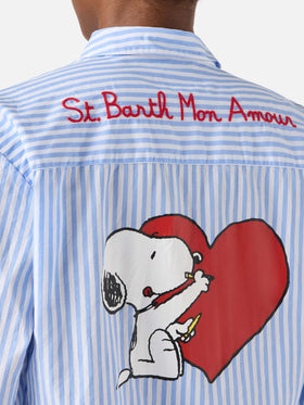 Brigitte light blue striped shirt with Snoopy print | Special Edition