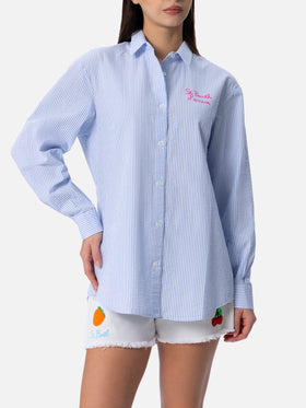 Brigitte striped seersucker shirt with Snoopy print - MC2 Saint Barth