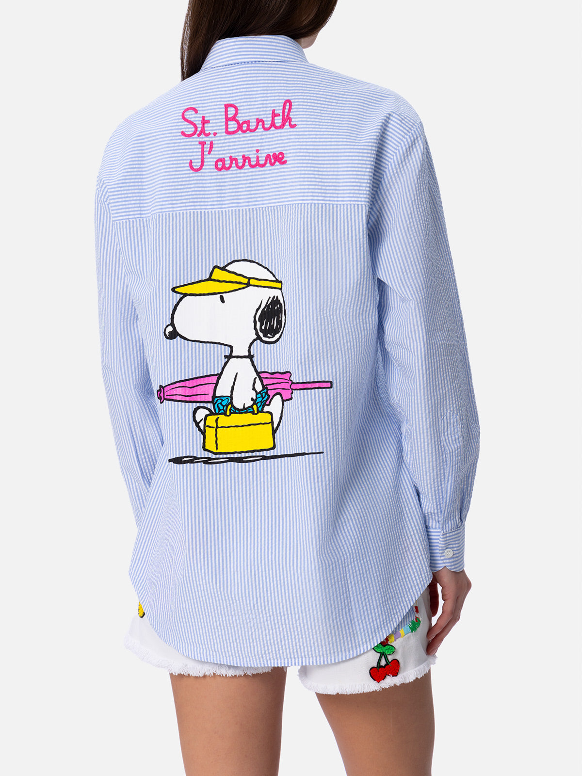 Brigitte striped seersucker shirt with Snoopy print - MC2 Saint Barth