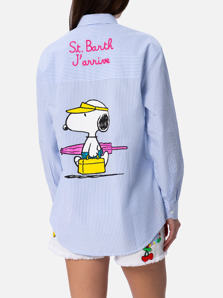 Brigitte striped seersucker shirt with Snoopy print - MC2 Saint Barth