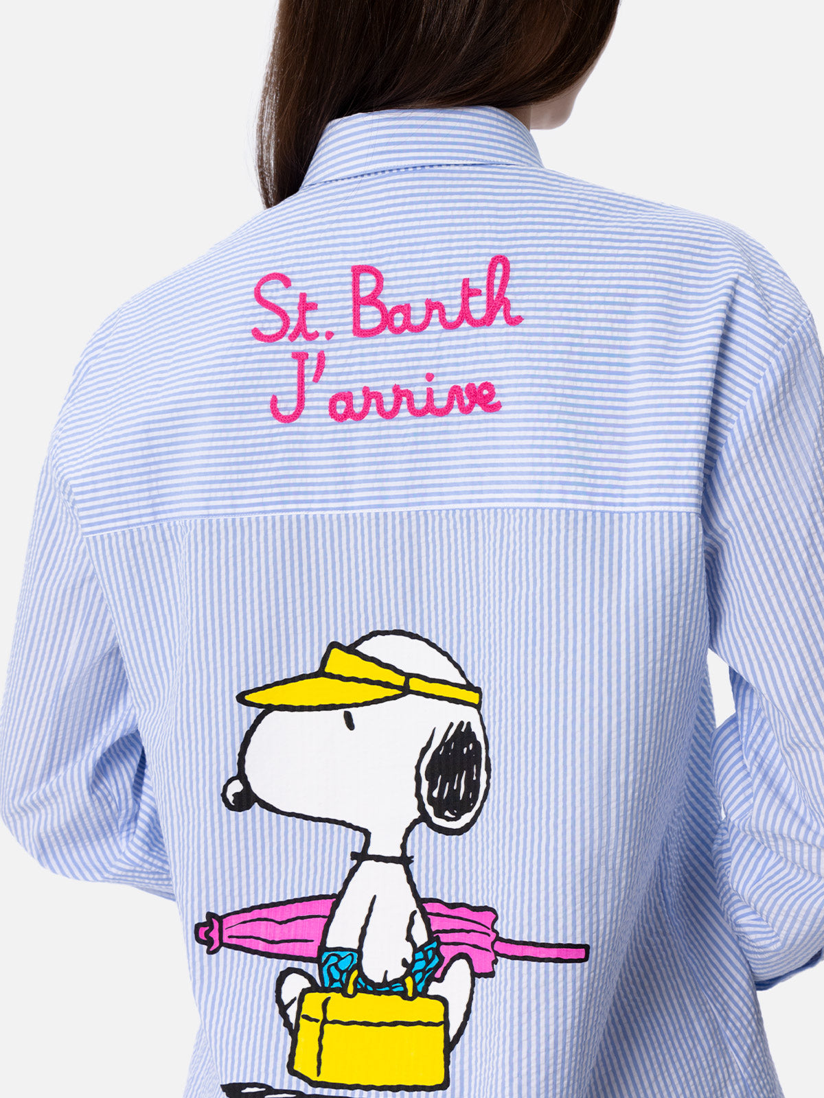 Brigitte striped seersucker shirt with Snoopy print - MC2 Saint Barth