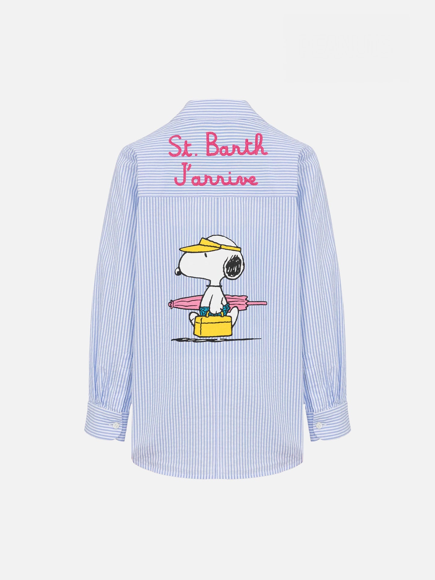 Mini Brigitte light blue striped seersucker shirt with Snoopy print | SNOOPY PEANUTS® SPECIAL EDITION