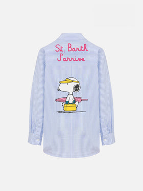 Mini Brigitte light blue striped seersucker shirt with Snoopy print | SNOOPY PEANUTS® SPECIAL EDITION