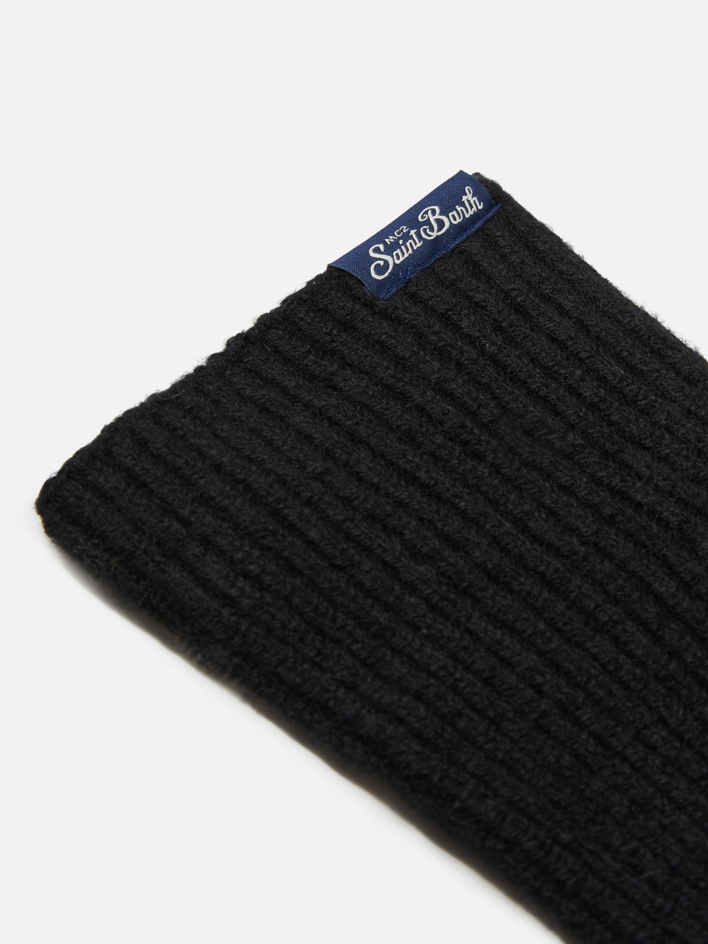 Guanti elasticizzati Brixton a coste in misto cashmere nero