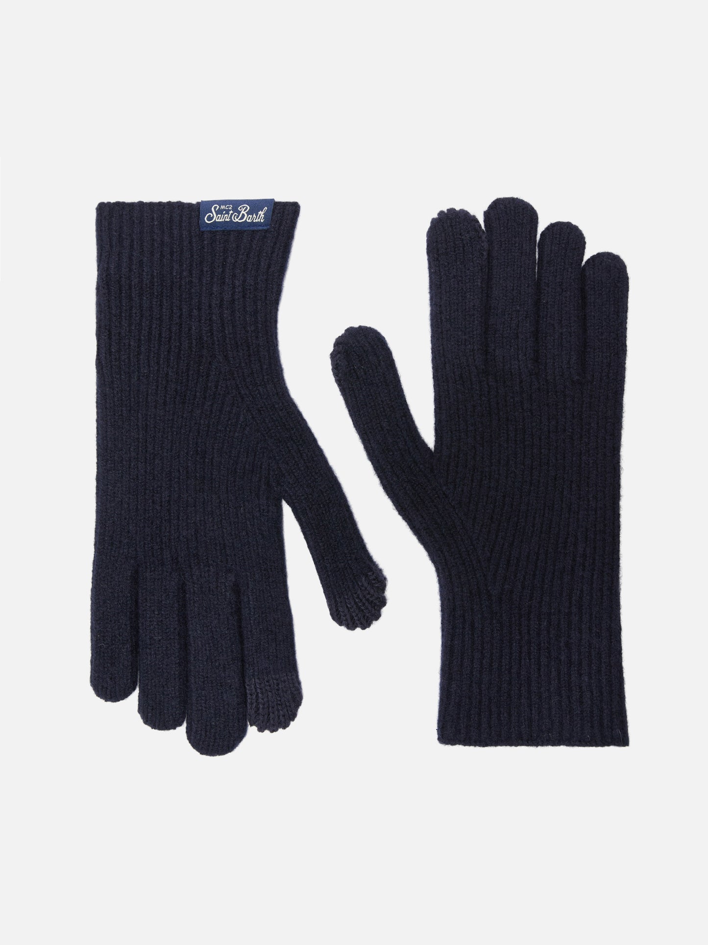 Brixton ribbed stretch cashmere-blend gloves in night blue