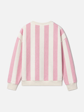 White and pink Briony sweatshirt with striped print