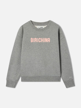 Grey Briony cotton blend sweatshirt with Birichina flock print