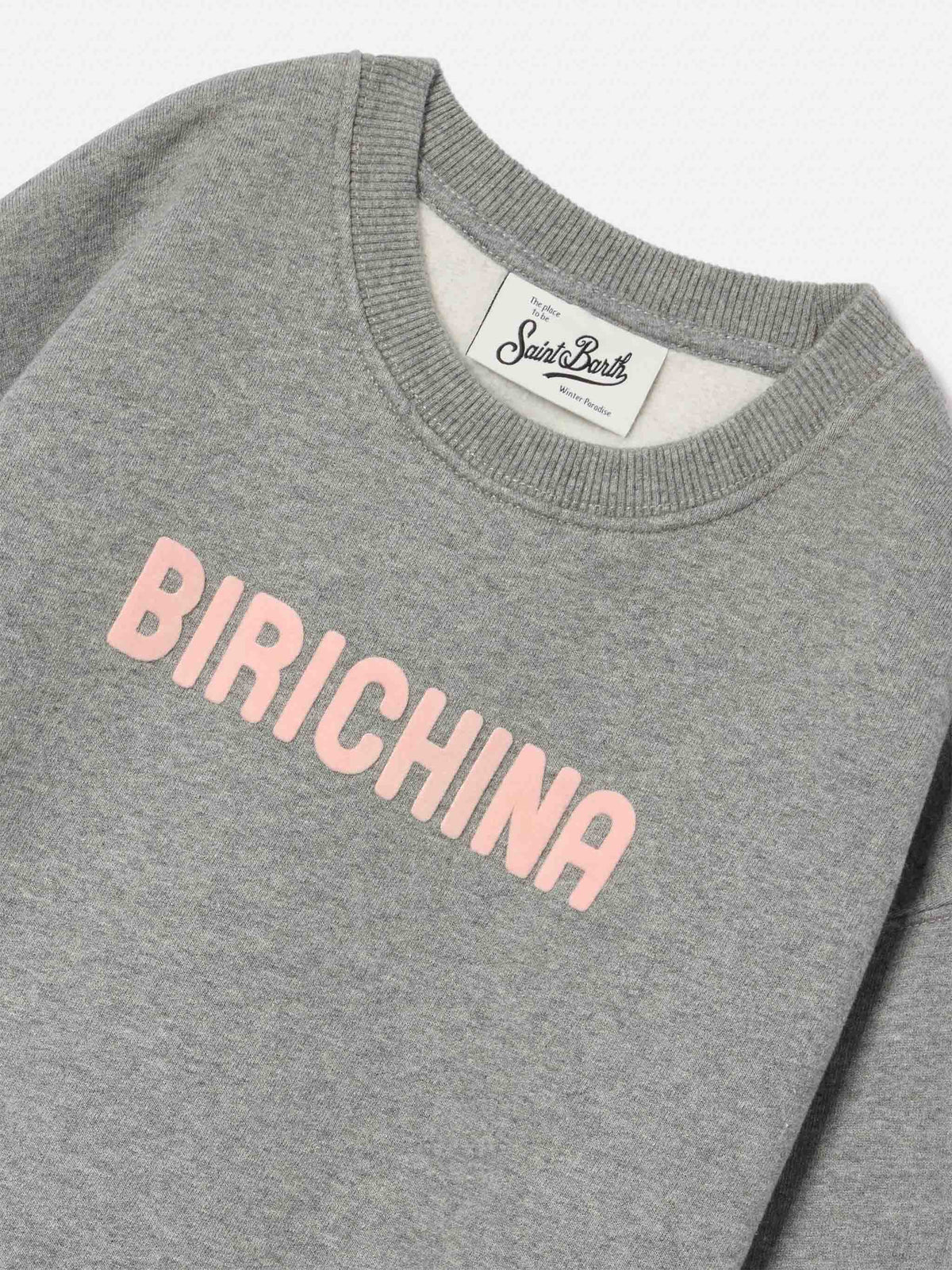 Grey Briony cotton blend sweatshirt with Birichina flock print