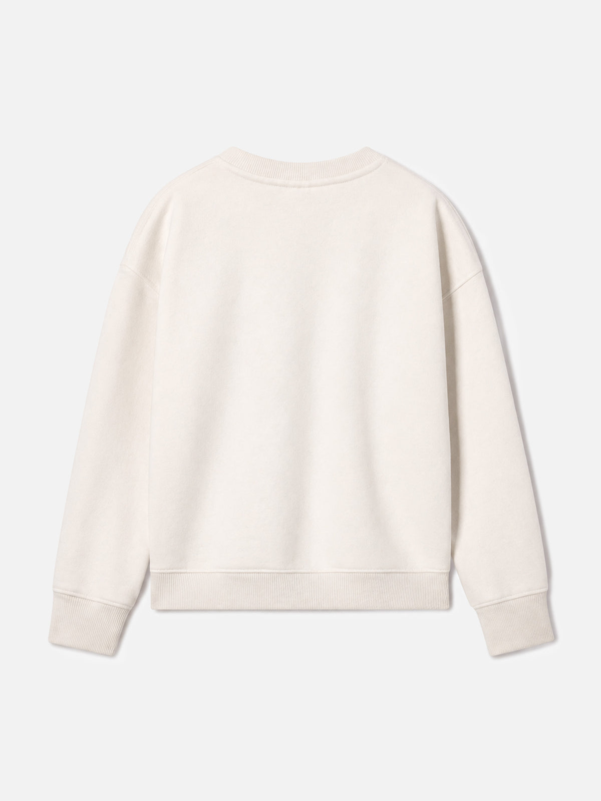 Sudadera Briony con cuello redondo en rizo blanco con estampado de leopardo 