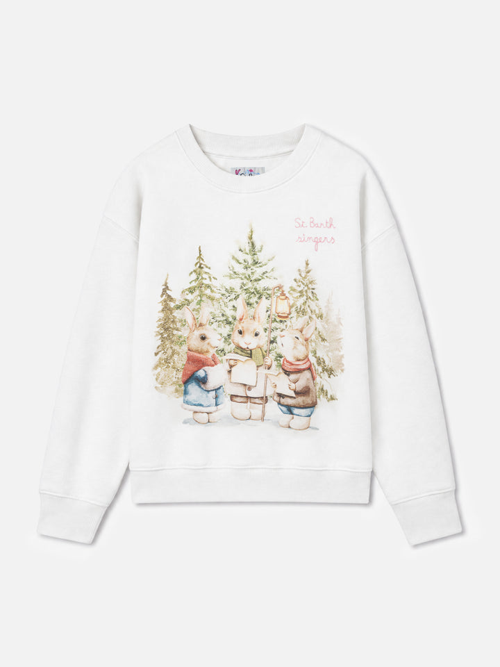 Mädchen-Sweatshirt mit Rundhalsausschnitt Briony mit Bunny-Print und Stickerei 