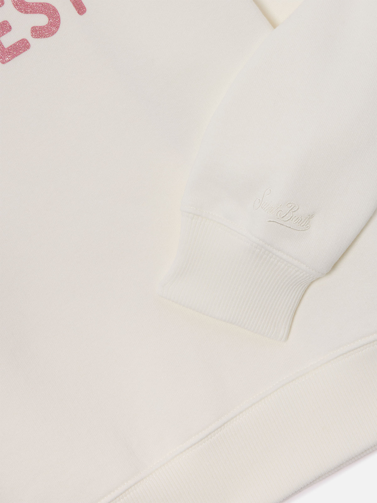 White Briony cotton blend sweatshirt with Simply The Best glitter print