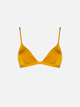 Woman ochre yellow triangle top swimsuit Brooke