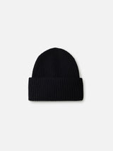 Woman black ribbed beanie Berry with St. Barth patch