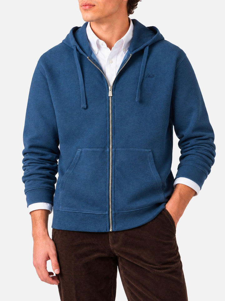 Blue cotton zipped hoodie Barrett