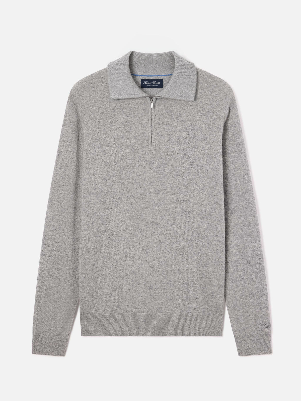 Grey Buck Cashmere-Strickpullover mit Half-Zip 
