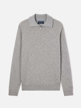 Grey Buck Cashmere-Strickpullover mit Half-Zip 