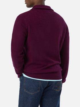 Maglia Buck bordeaux in cashmere con mezza zip