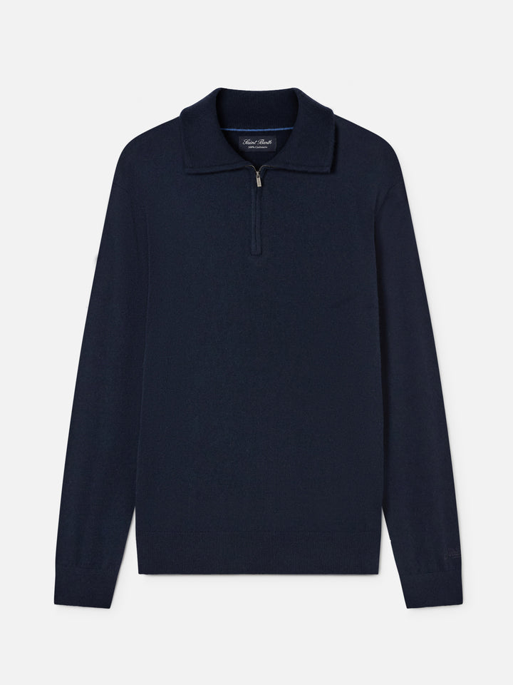 Punto de cachemir con media cremallera Buck Navy blue 