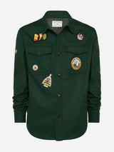 Wooly green overshirt Burton with pockets and patches