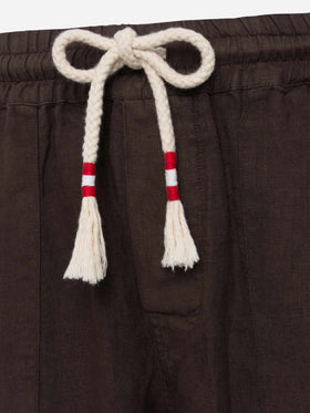 Brown linen pants Calais with drawstring - MC2 Saint Barth