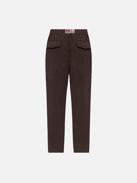 Brown linen pants Calais with drawstring - MC2 Saint Barth
