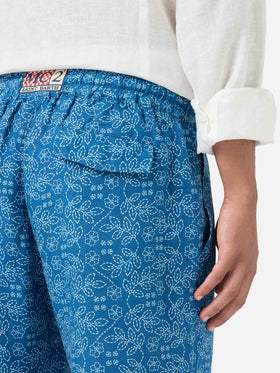 Calais blue sashiko linen pants
