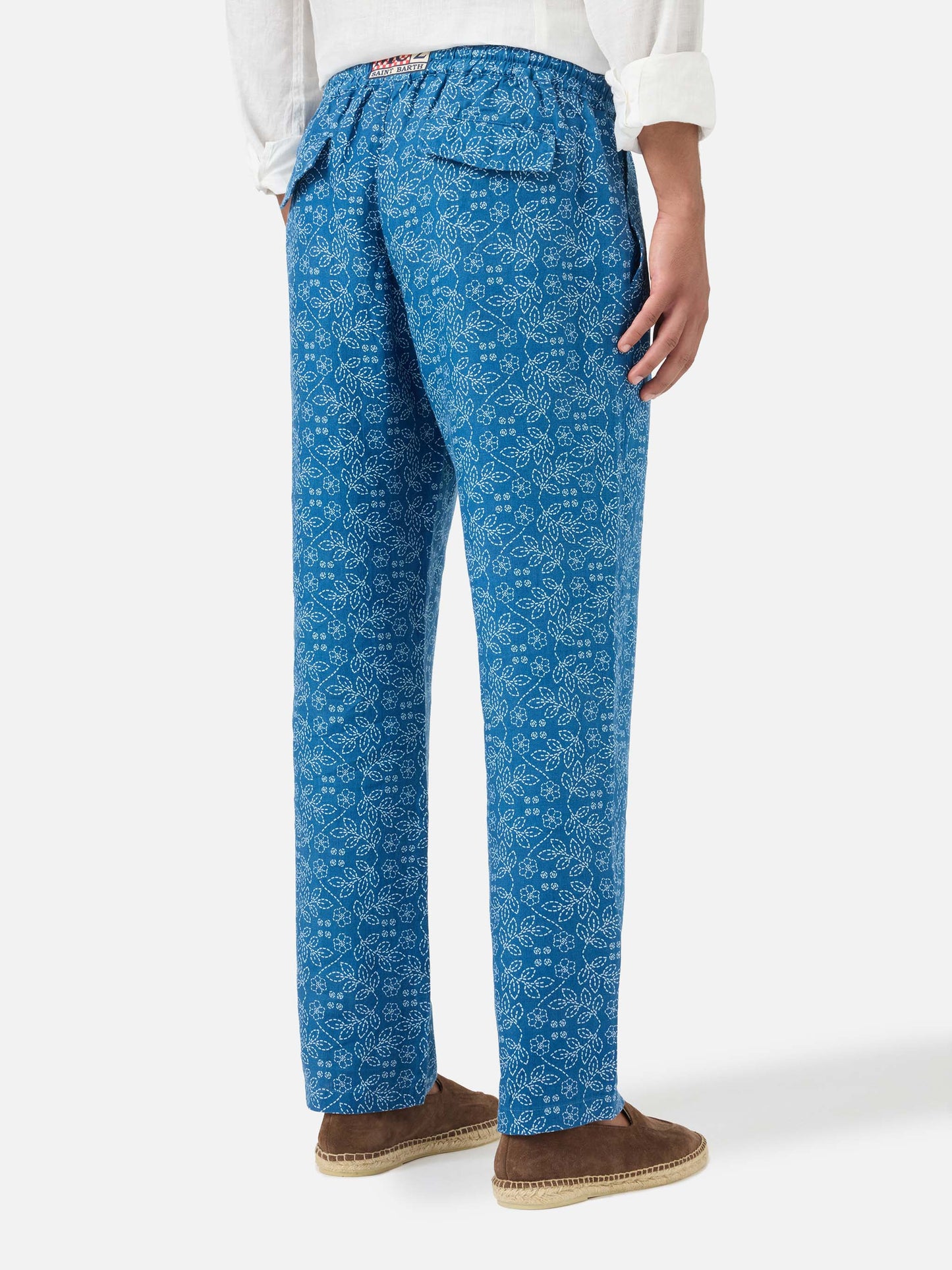 Calais blue sashiko linen pants