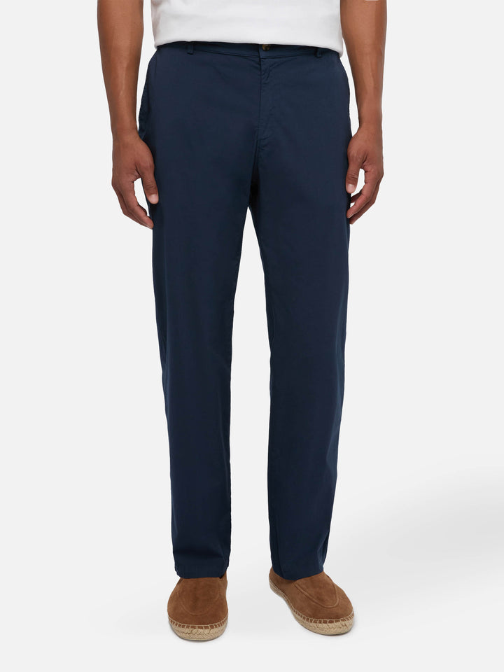 Marine blue cotton pants Calais with drawstring