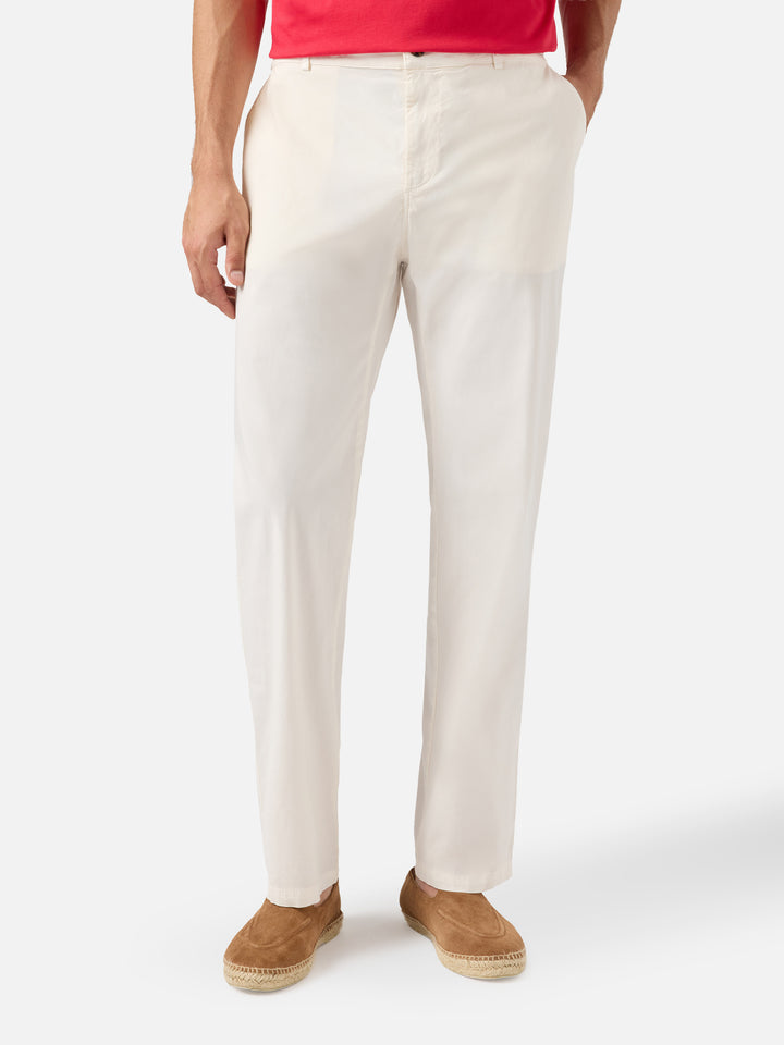 Calais white cotton pants with drawstring