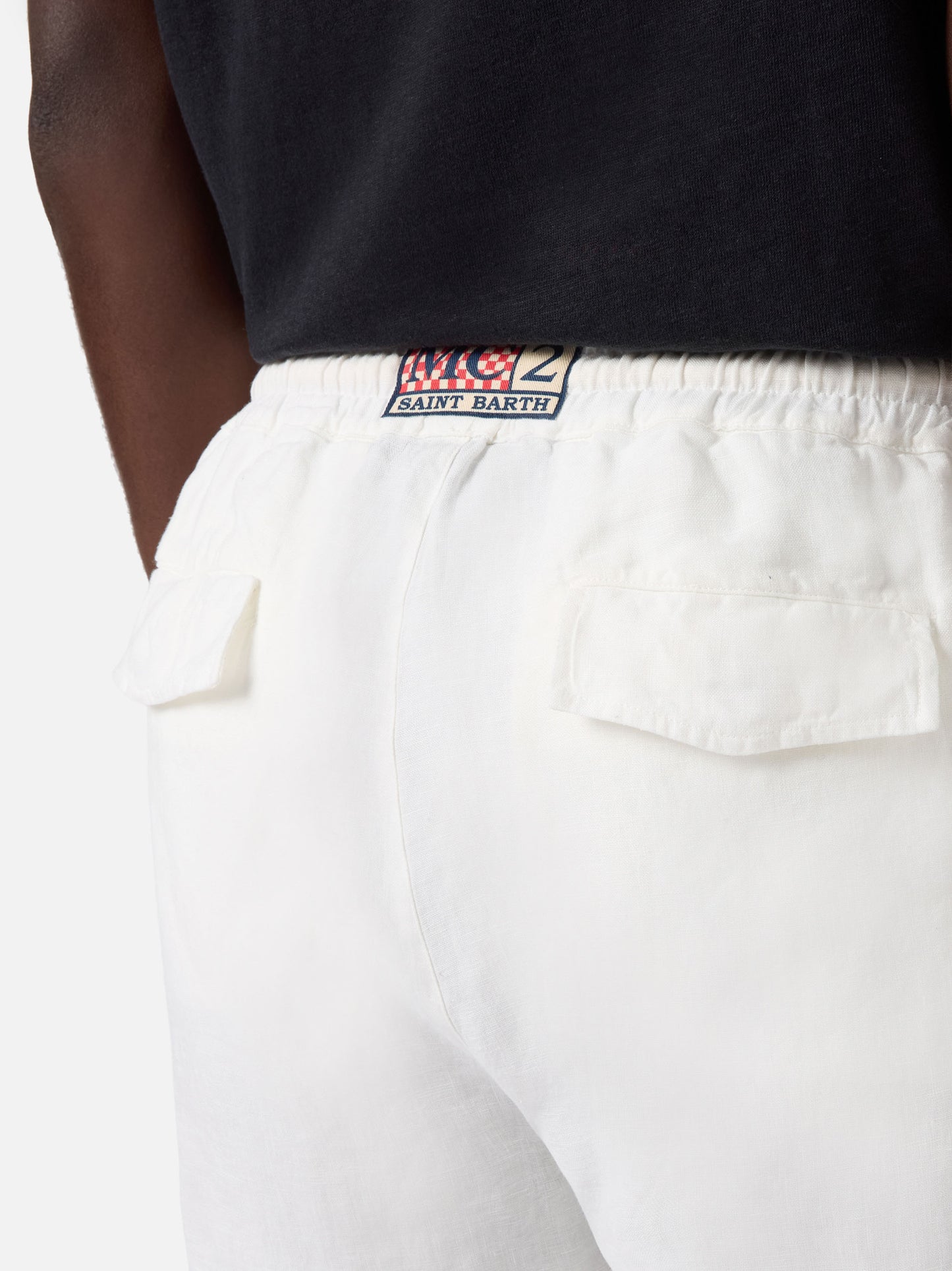 White linen pants Calais with drawstring