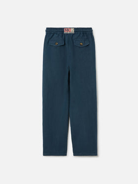 Navy blue Calais Jr pants in linen