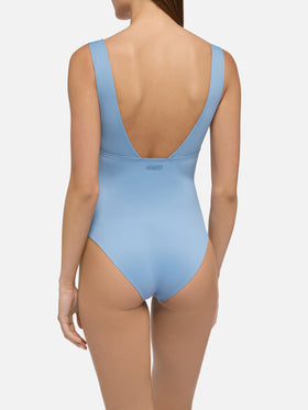 Calliope brown heat-sealed one-piece swimsuit