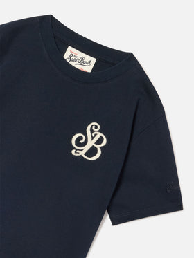 Marineblaues T-Shirt aus blue Cameron Bio-Baumwolle mit SB Legacy-Monogramm 