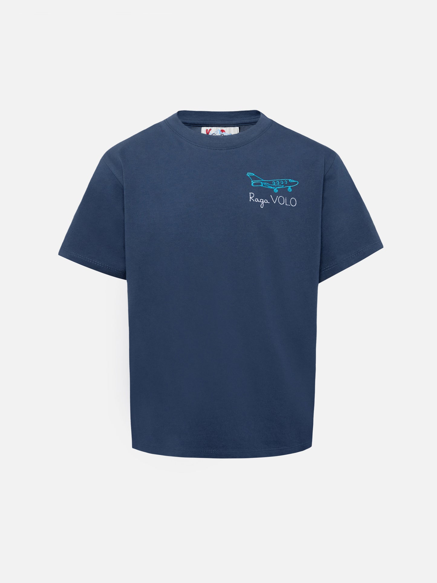 Cameron cotton T-shirt in blue with Raga VOLOembroidery