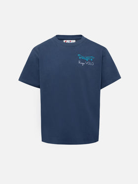 Cameron cotton T-shirt in blue with Raga VOLOembroidery