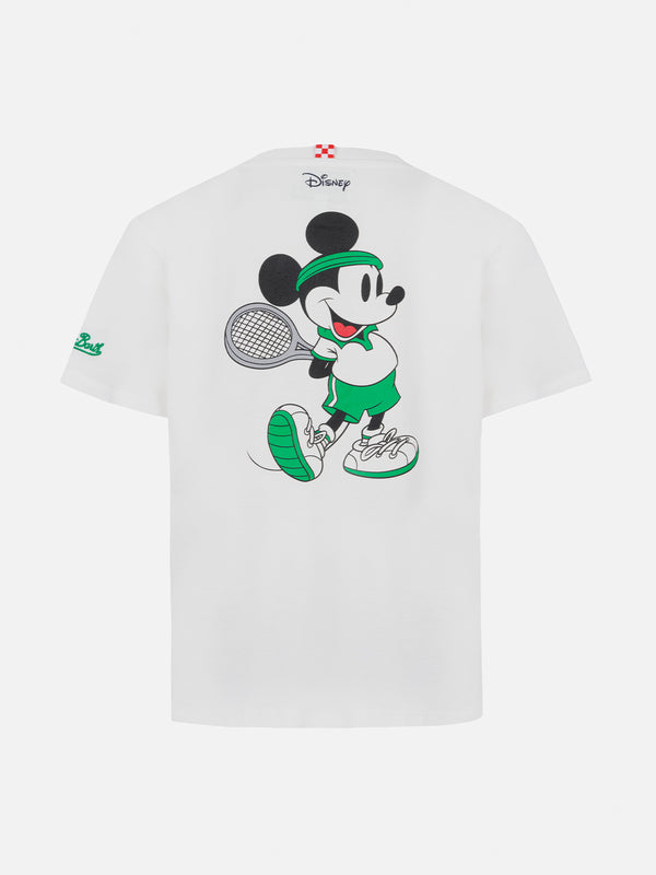 Boy heavy cotton t-shirt Cameron with Mickey print on the back and tennis team embroidery on the front  | DISNEY SPECIAL EDITION