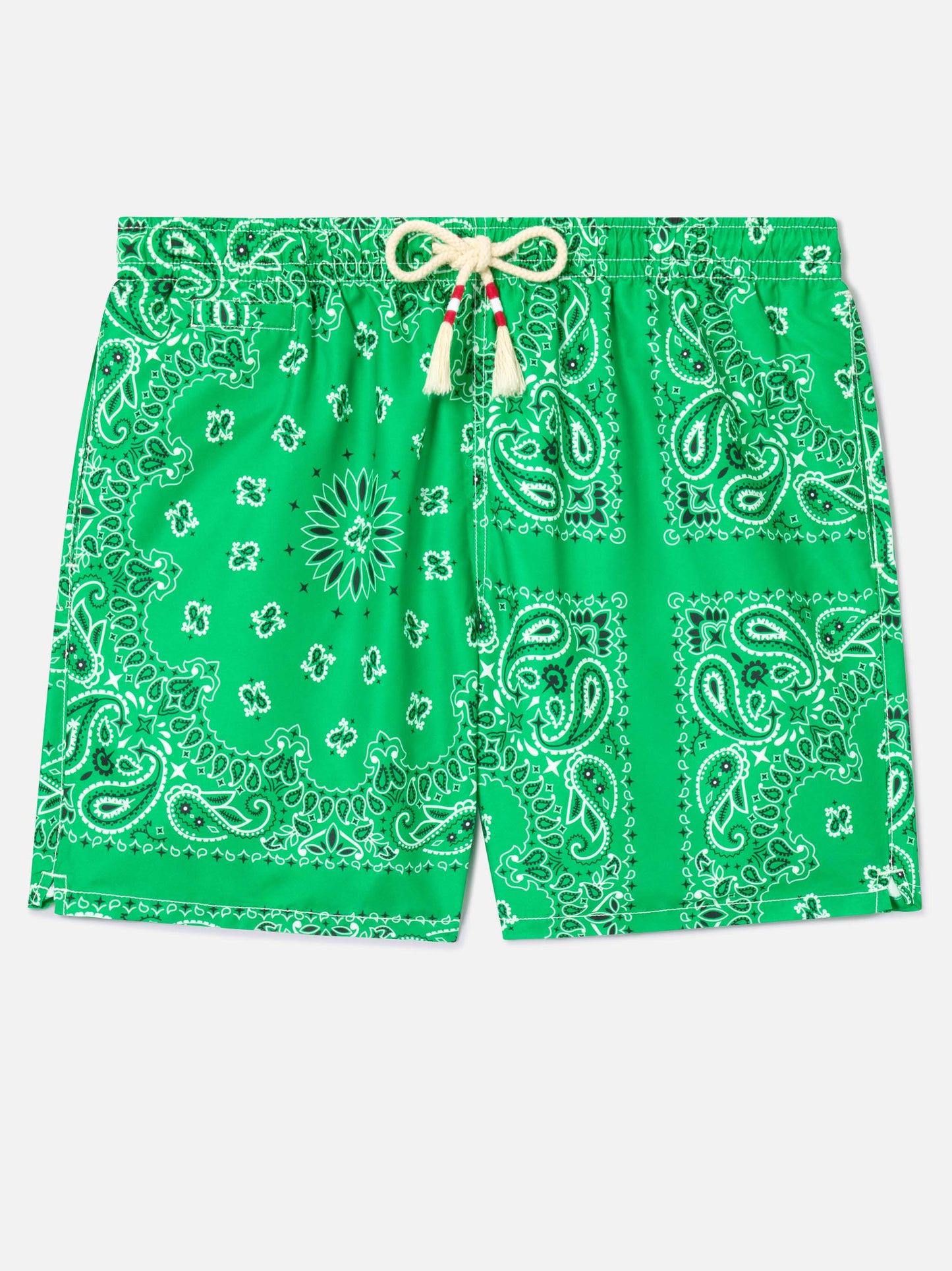 Caprese-Badeshorts mit grünem Bandana-Print 