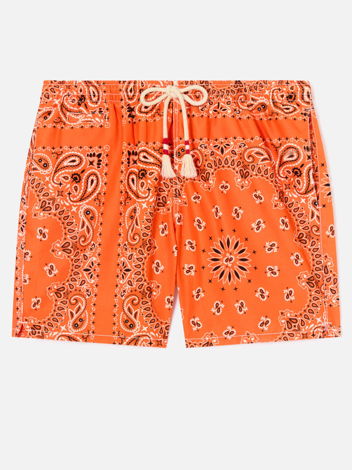 Orange bandana Caprese swim shorts