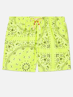 Costume mare Caprese stampa bandana giallo fluo