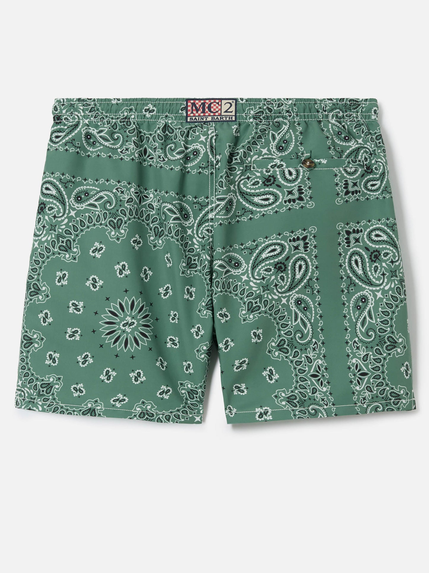 Caprese swim shorts with military green bandana print