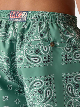 Caprese swim shorts with military green bandana print