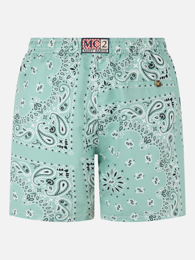 Man mid-length sage green swim-shorts Caprese