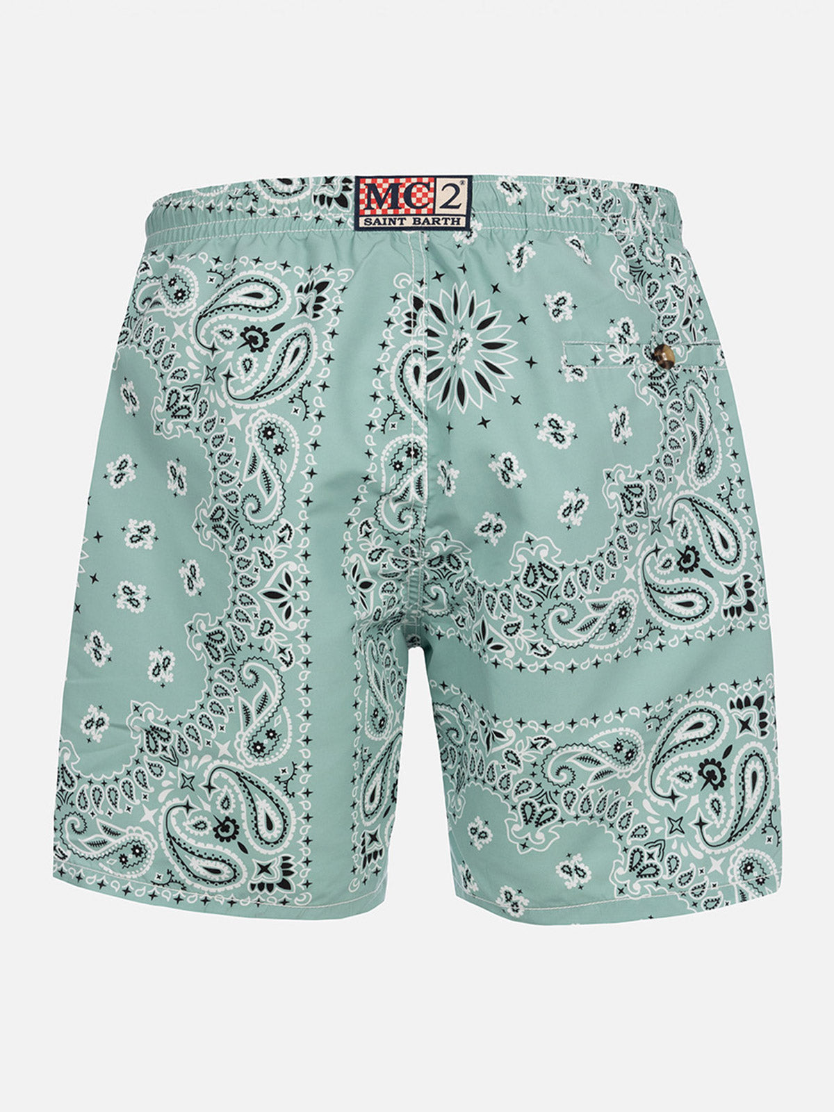 Man mid-length sage green swim-shorts Caprese