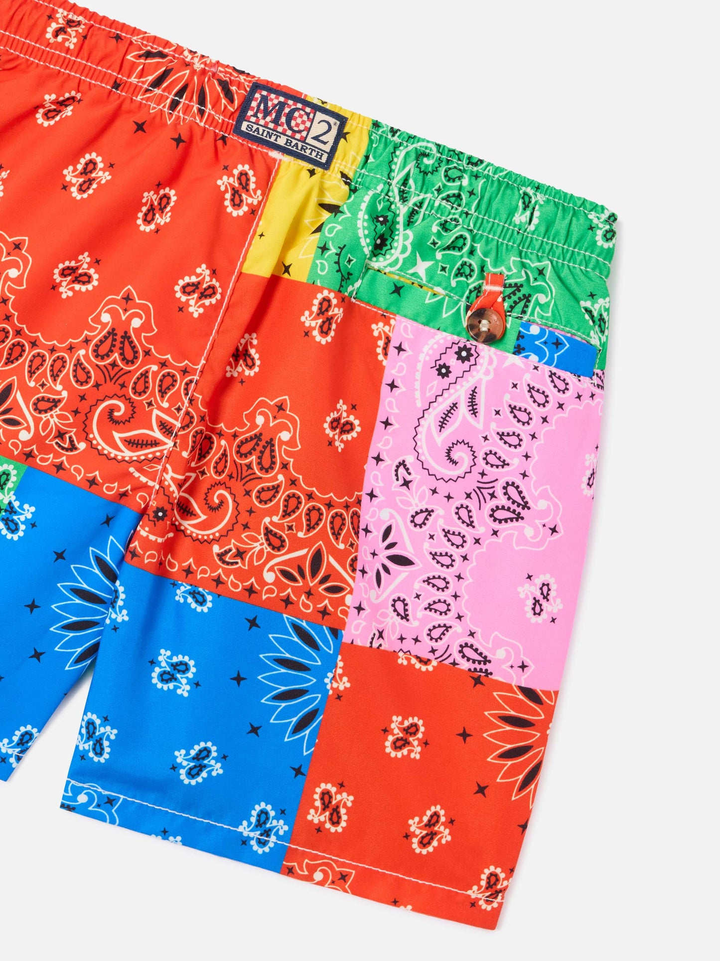 Badehose für Jungen mit mehrfarbigem Bandana-Print 