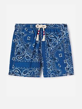 Caprese Jr swim shorts with blue navy bandana print